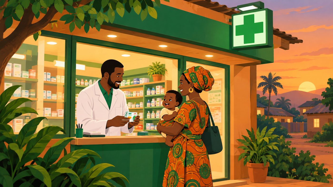 Pharmacie de garde ouverte la nuit : une pharmacienne conseille une maman et son bébé